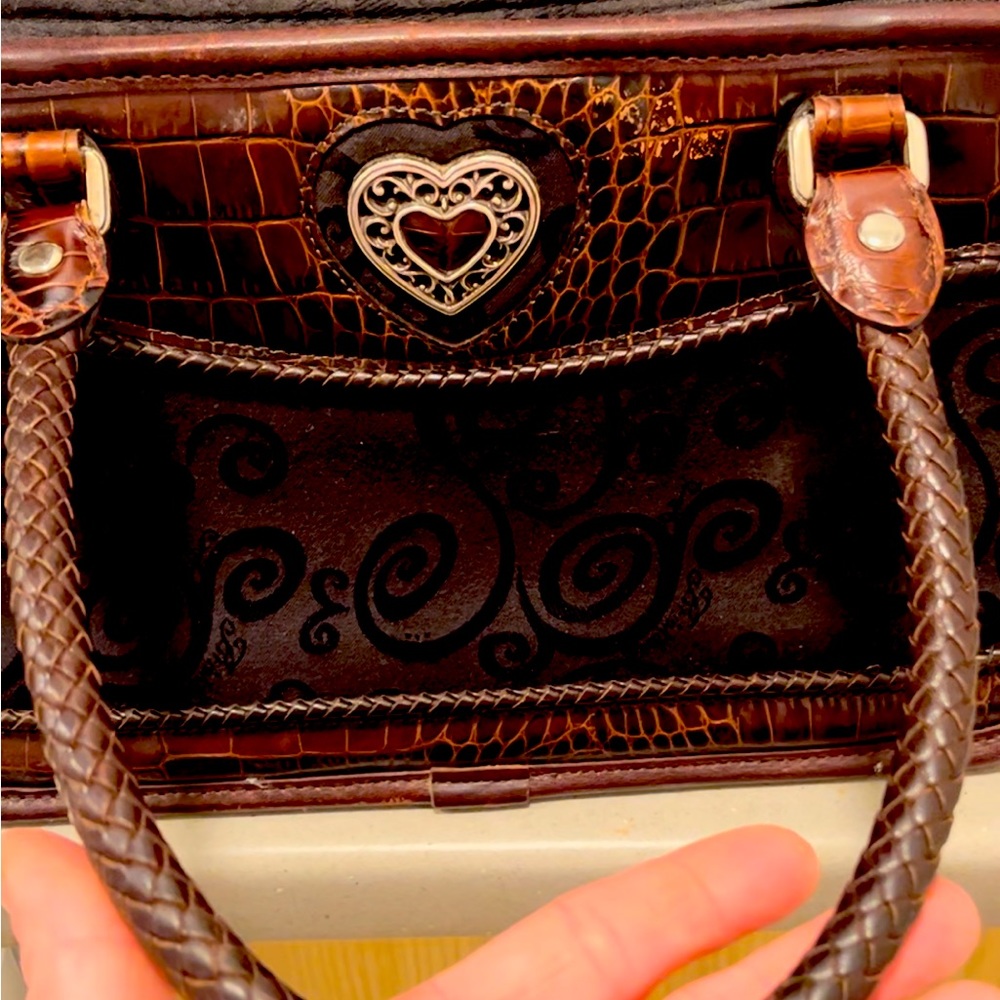 Brighton travel makeup case/bag. Brown leather and man made material.